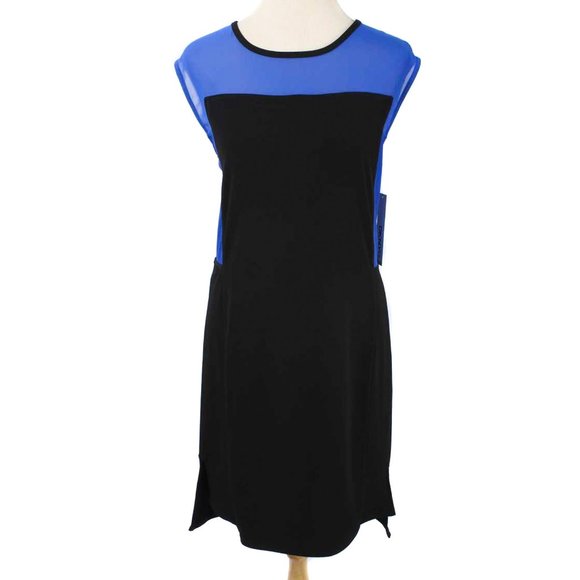 DKNYC Black & Cobalt Colorblock Shift Dress NWT - Picture 2 of 5